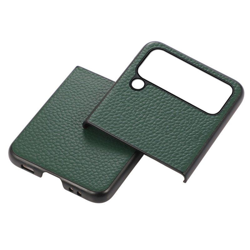 Etui do Samsung Galaxy Z Flip 4 Etui Folio Skóra Naturalna Liczi