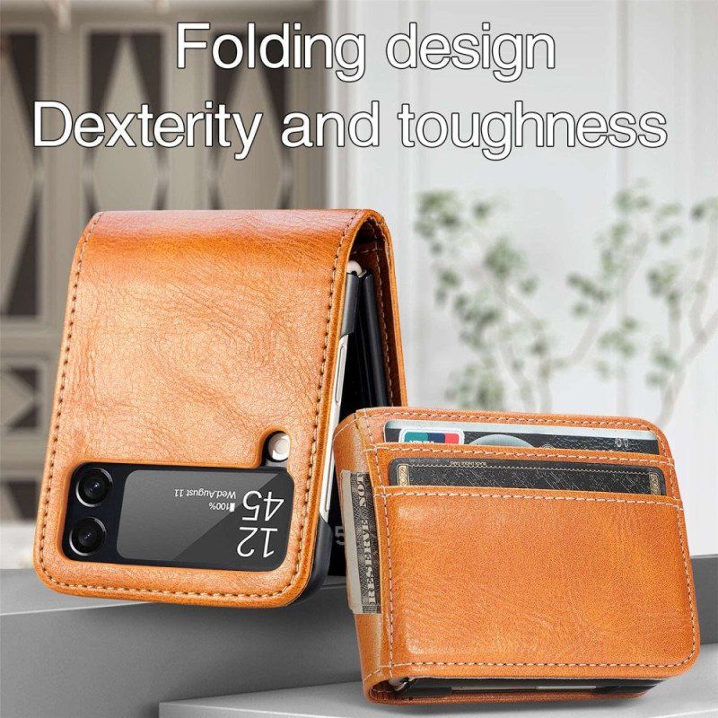 Etui do Samsung Galaxy Z Flip 4 Etui Folio Stylowe Skórzane Etui Na Karty