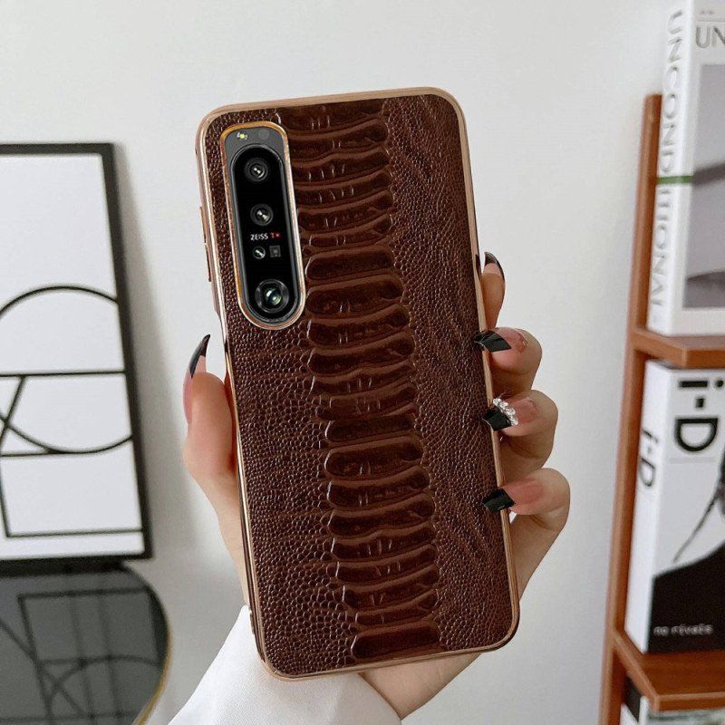 Etui do Sony Xperia 1 IV Skóra Naturalna W Stylu Krokodyla