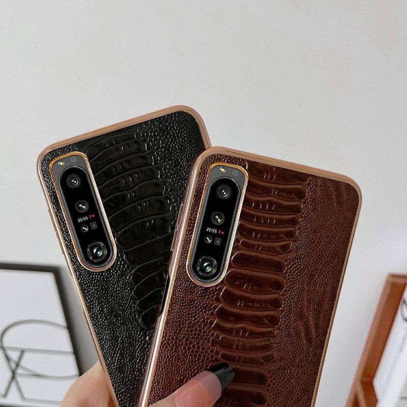 Etui do Sony Xperia 1 IV Skóra Naturalna W Stylu Krokodyla