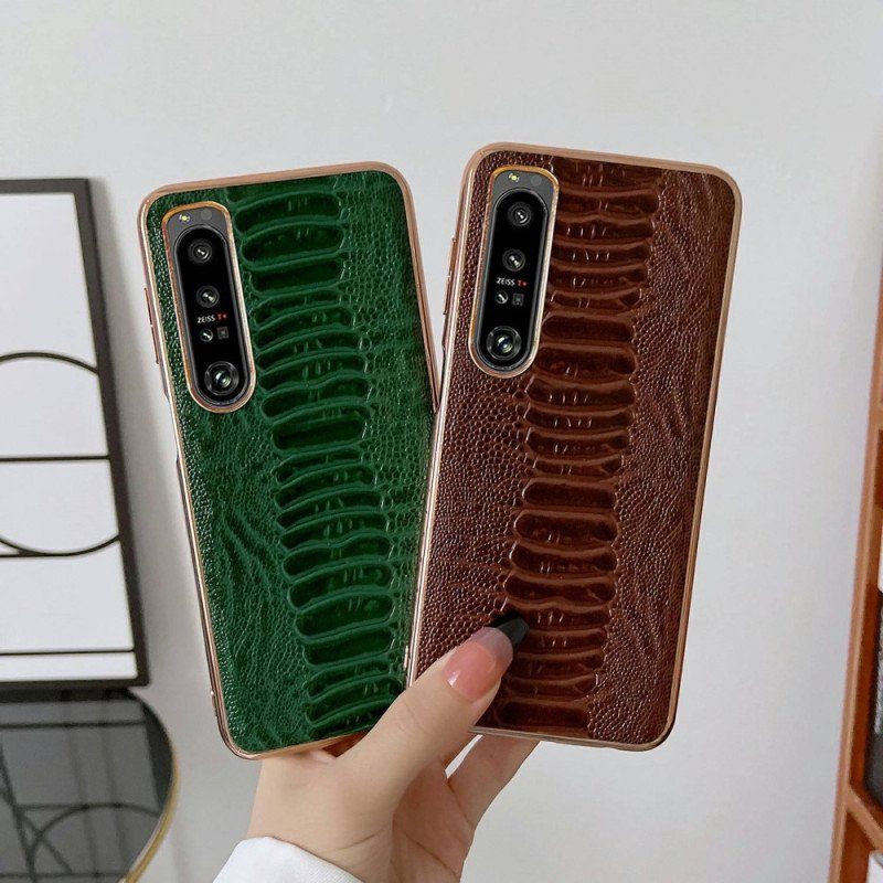 Etui do Sony Xperia 1 IV Skóra Naturalna W Stylu Krokodyla