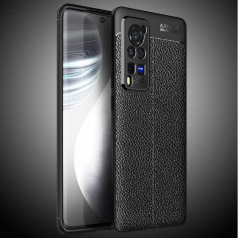 Etui do Vivo X60 Pro Efekt Skóry Liczi Z Podwójną Linią