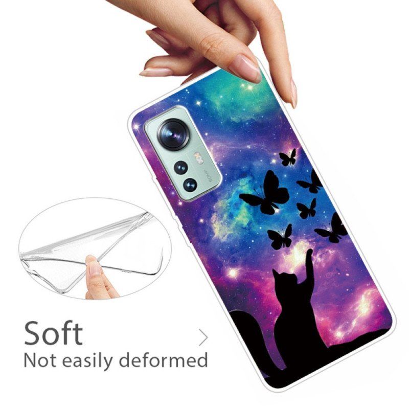 Etui do Xiaomi 12 / 12X Kot I Motyle W Kosmosie