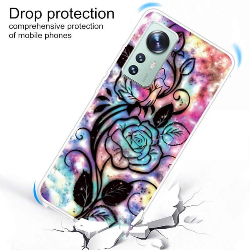 Etui do Xiaomi 12 Pro Graficzny Kwiatowy Silikon