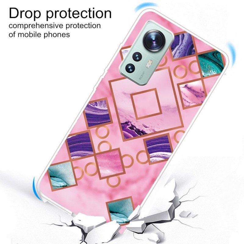 Etui do Xiaomi 12 Pro Kolorowy Marmurowy Silikon