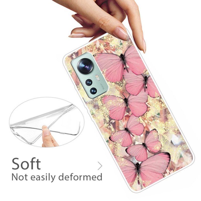 Etui do Xiaomi 12 Pro Silikonowe Motyle