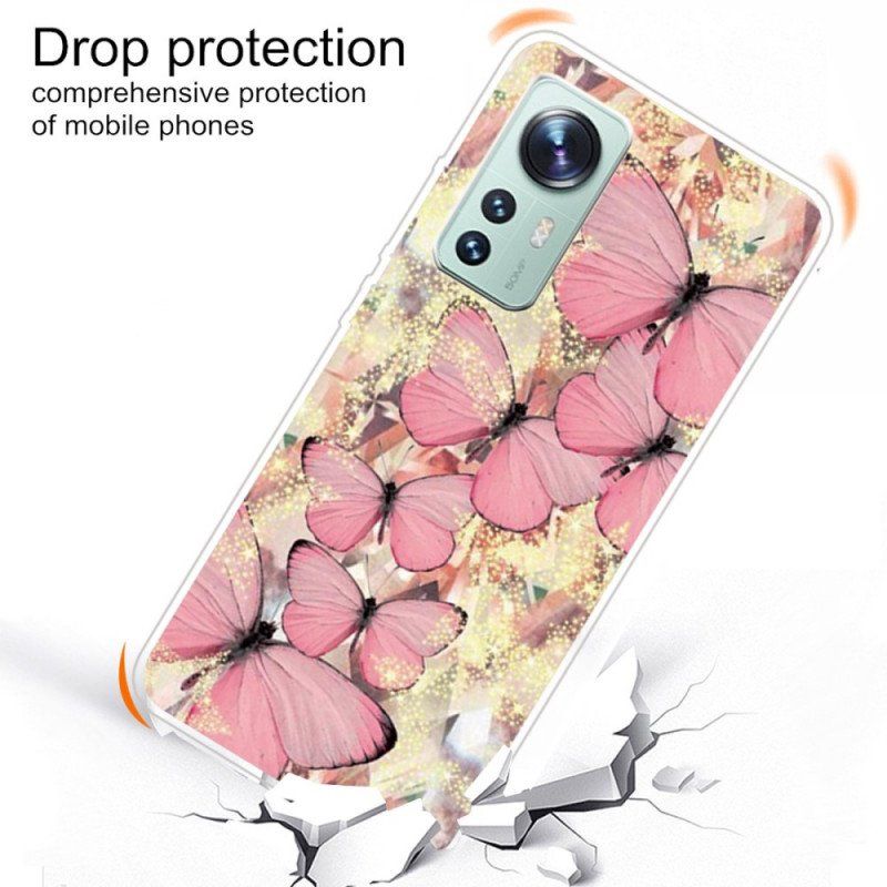 Etui do Xiaomi 12 Pro Silikonowe Motyle