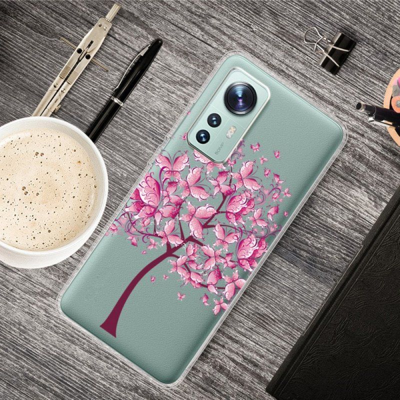 Etui do Xiaomi 12 Pro Silikonowe Różowe Drzewo