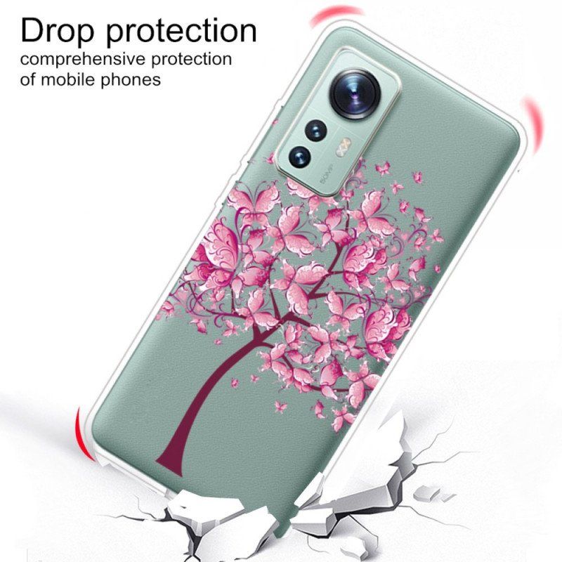 Etui do Xiaomi 12 Pro Silikonowe Różowe Drzewo