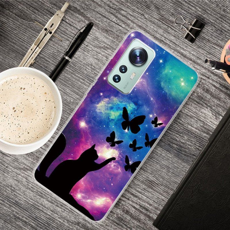 Etui do Xiaomi 12 Pro Silikonowy Kot I Motyle