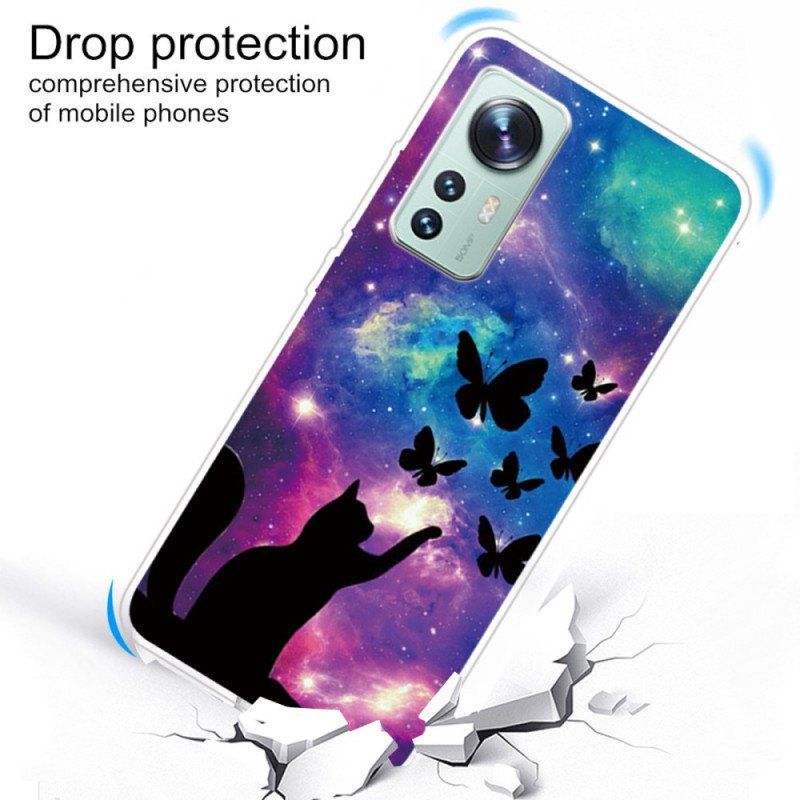 Etui do Xiaomi 12 Pro Silikonowy Kot I Motyle