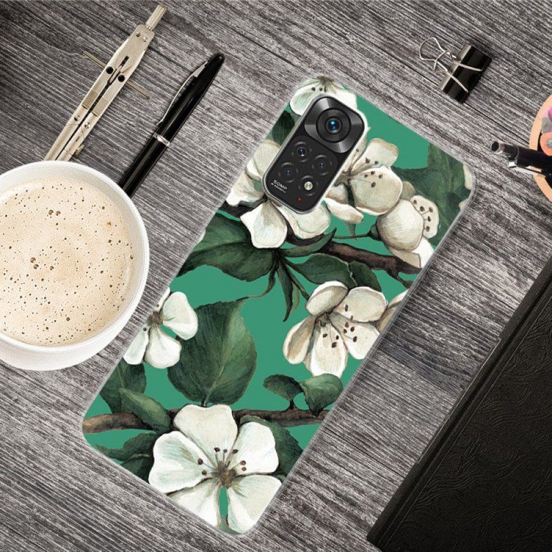 Etui do Xiaomi Redmi Note 11 / 11S Malujący Biali Kwiaty