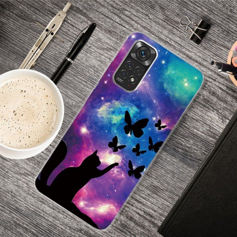 Etui do Xiaomi Redmi Note 11 Pro / 11 Pro 5G Kot I Motyle W Kosmosie