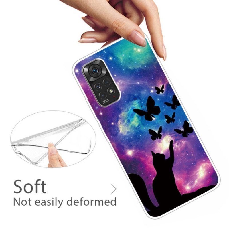 Etui do Xiaomi Redmi Note 11 Pro / 11 Pro 5G Kot I Motyle W Kosmosie