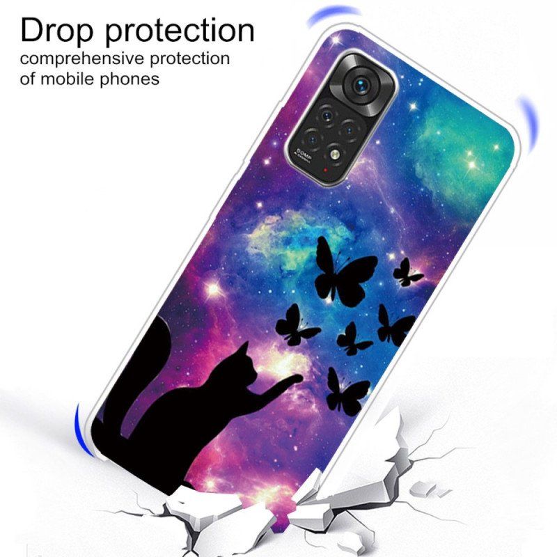 Etui do Xiaomi Redmi Note 11 Pro / 11 Pro 5G Kot I Motyle W Kosmosie