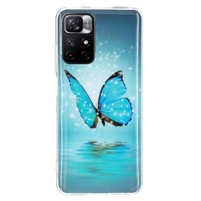 Etui do Xiaomi Redmi Note 11 Pro Plus 5G Fluorescencyjny Niebieski Motyl