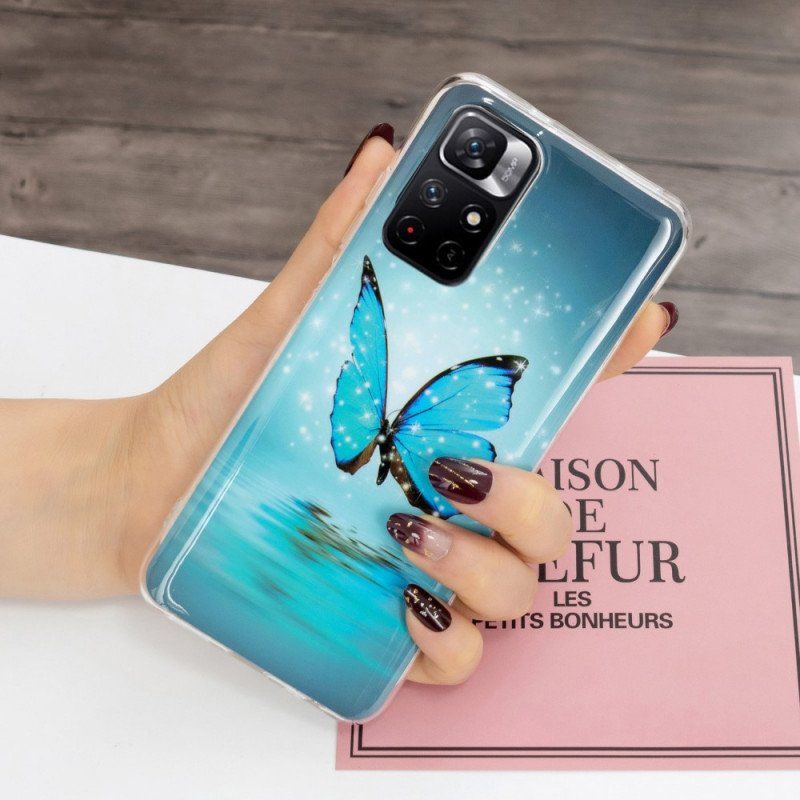 Etui do Xiaomi Redmi Note 11 Pro Plus 5G Fluorescencyjny Niebieski Motyl