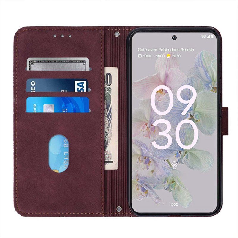 Etui Folio do Google Pixel 7 z Łańcuch Trójkąty Paska