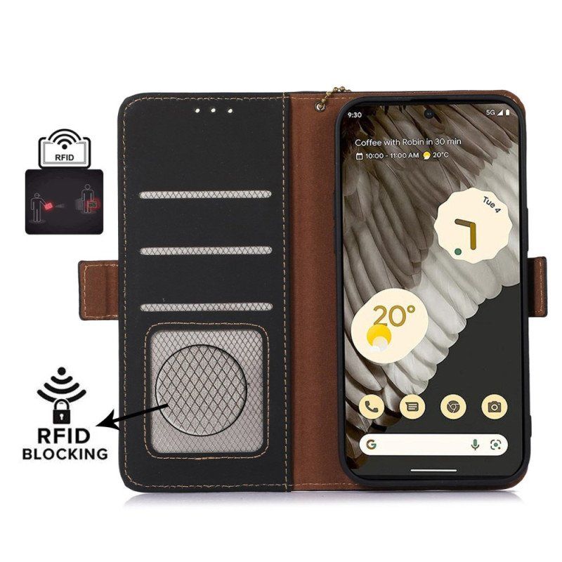 Etui Folio do Google Pixel 7A Rfid Z Prawdziwej Skóry