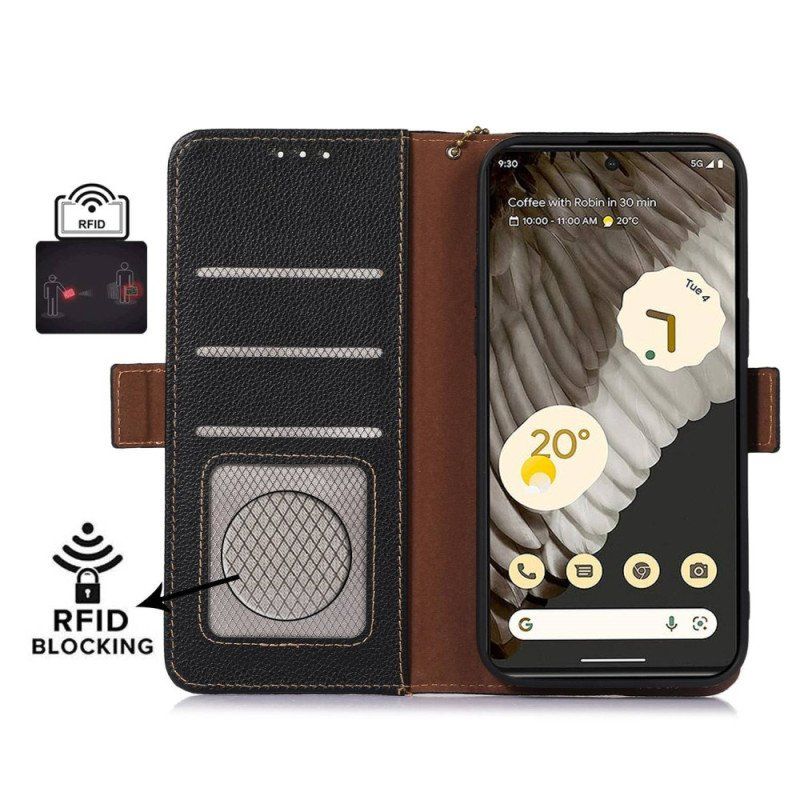 Etui Folio do Google Pixel 7A Rfid Z Prawdziwej Skóry