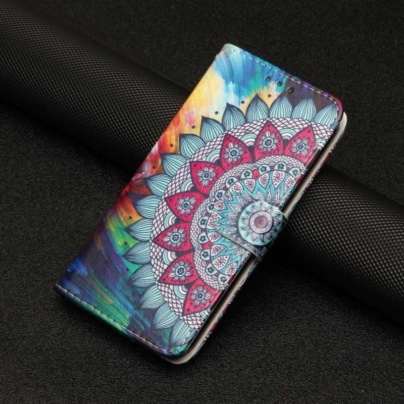 Etui Folio do Google Pixel 7A z Łańcuch Kolorowa Mandala Z Paskami