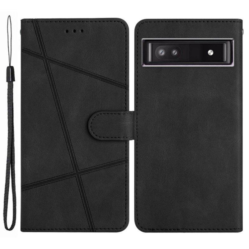 Etui Folio do Google Pixel 7A z Łańcuch Pasiaste Geometryczne Linie