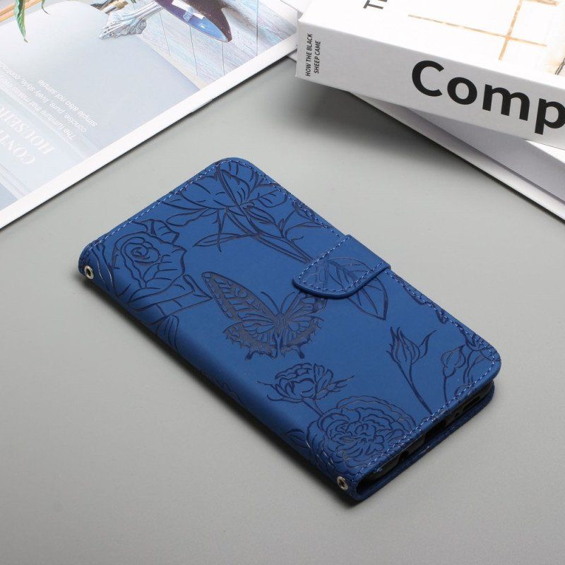 Etui Folio do Honor 90 Lite z Łańcuch Motyle Na Smyczy