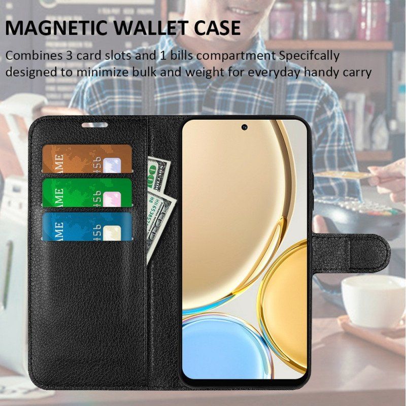 Etui Folio do Honor Magic 4 Lite 5G Klasyczny Skórzany Styl