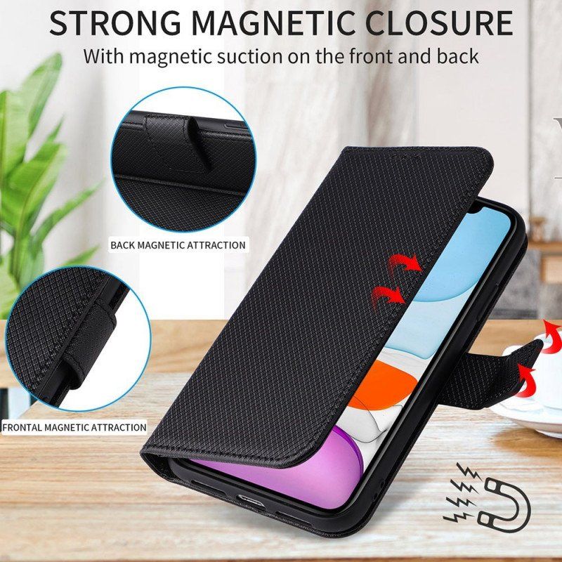 Etui Folio do Honor Magic 4 Lite 5G z Łańcuch Stylowa Sztuczna Skóra Z Paskami