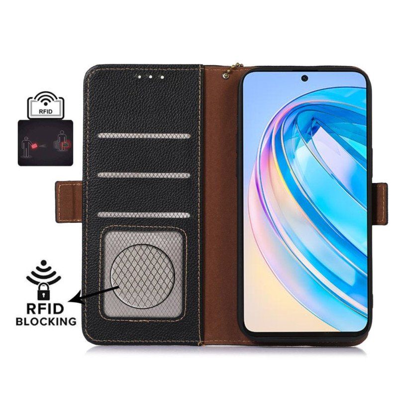 Etui Folio do Honor Magic 5 Lite Rfid Z Prawdziwej Skóry