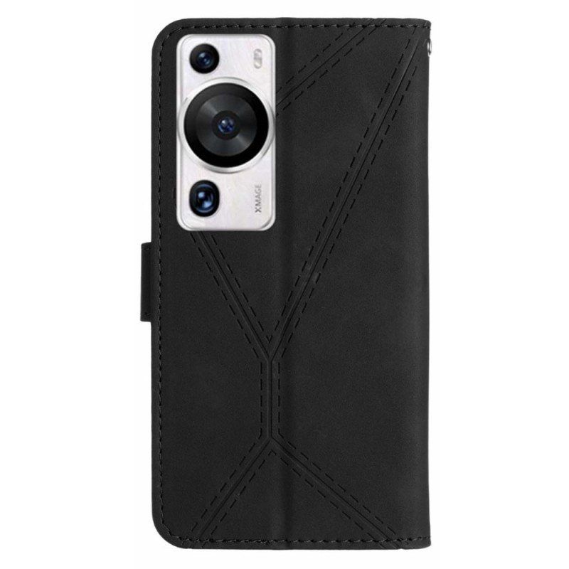 Etui Folio do Huawei P60 Pro Linia Z Efektem Skóry