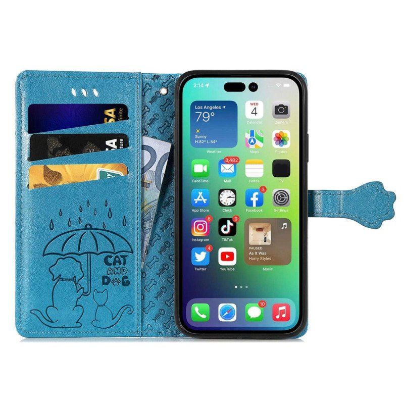 Etui Folio do iPhone 14 Animowane Zwierzęta