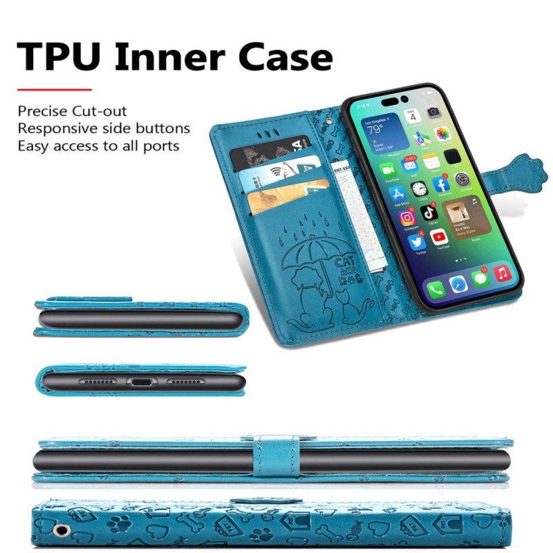 Etui Folio do iPhone 14 Animowane Zwierzęta