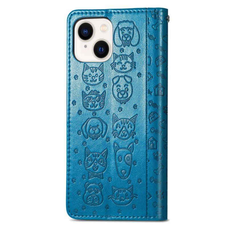 Etui Folio do iPhone 14 Animowane Zwierzęta