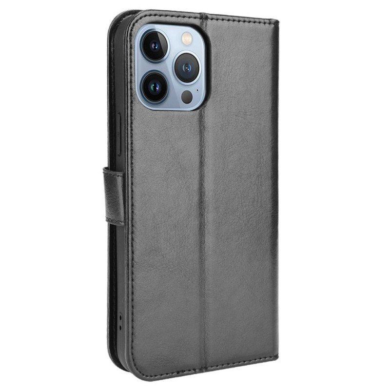 Etui Folio do iPhone 14 Błyszcząca Sztuczna Skóra