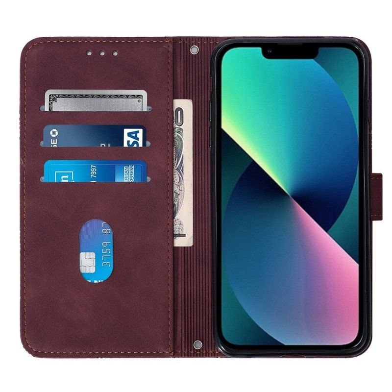 Etui Folio do iPhone 14 Plus Efekt Skóry Piramidy