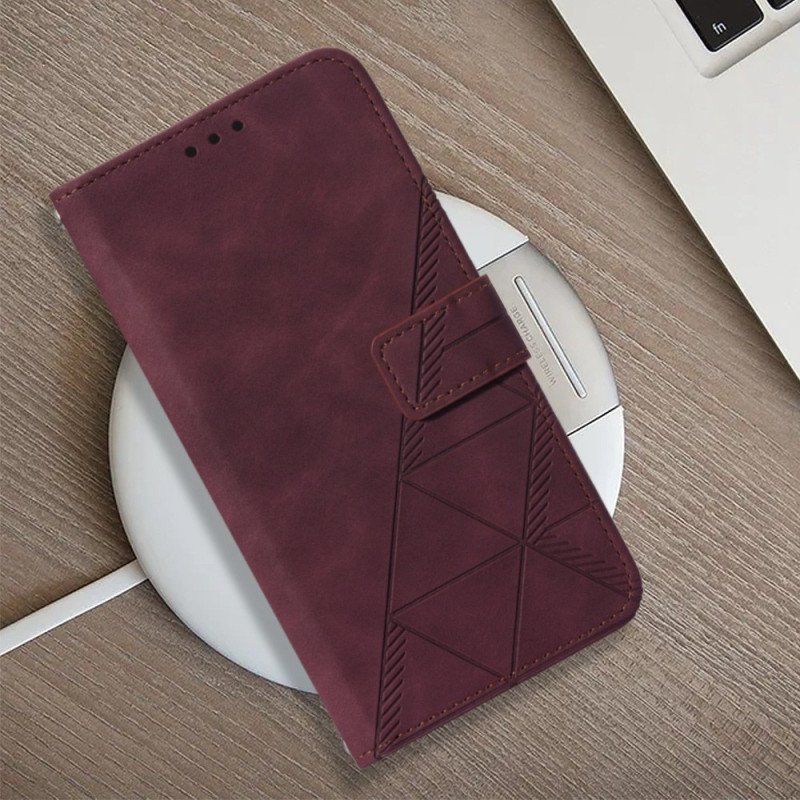 Etui Folio do iPhone 14 Plus Efekt Skóry Piramidy