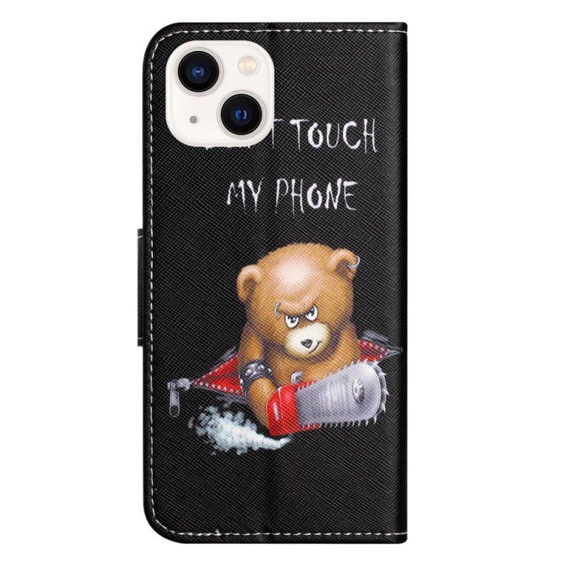 Etui Folio do iPhone 14 Plus Niebezpieczny Niedźwiedź