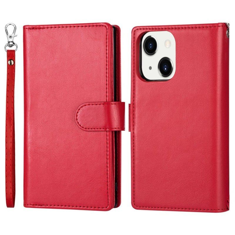 Etui Etui Folio do iPhone 14 Plus Odłączany Uchwyt Na 9 Kart