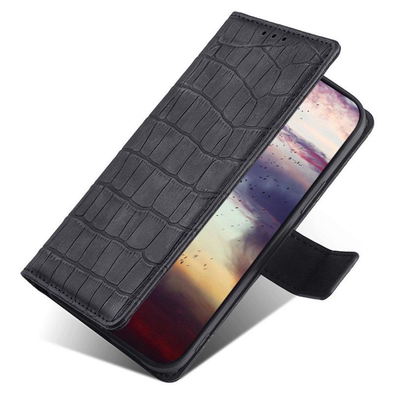 Etui Folio do iPhone 14 Plus Styl Skóry Krokodyla