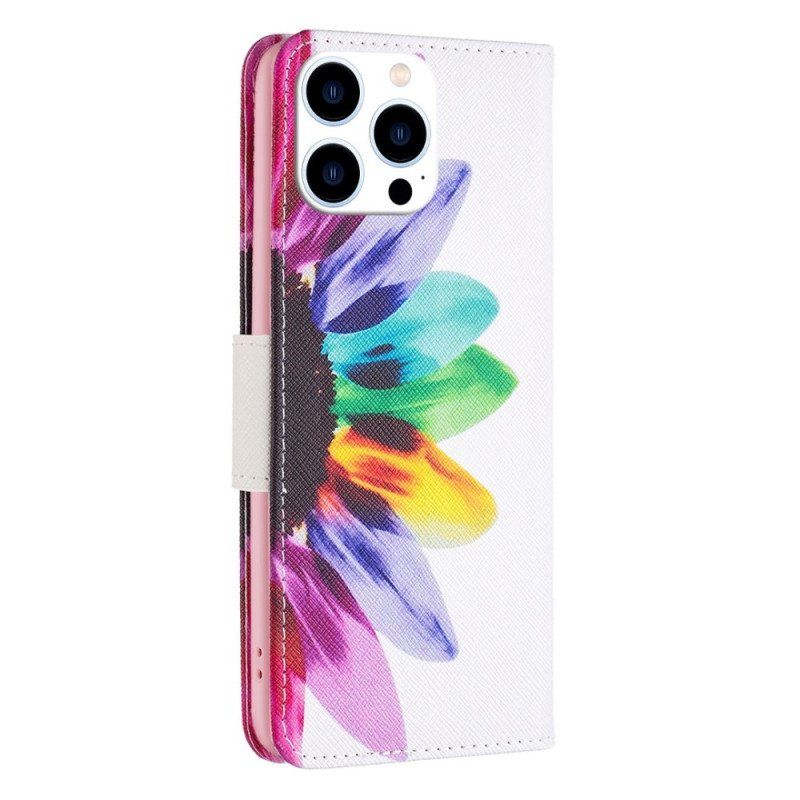 Etui Folio do iPhone 14 Pro Akwarela Kwiat