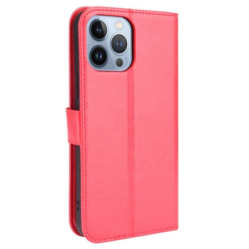 Etui Folio do iPhone 14 Pro Max Błyszcząca Sztuczna Skóra