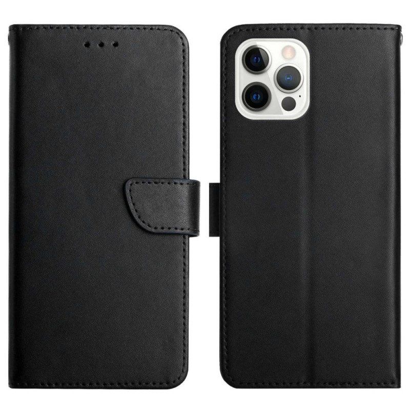 Etui Folio do iPhone 14 Pro Max Prawdziwa Skóra Nappa