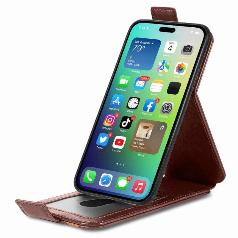 Etui Folio do iPhone 14 Pro Max Skórzany Futerał Pionowa Klapa Caseneo