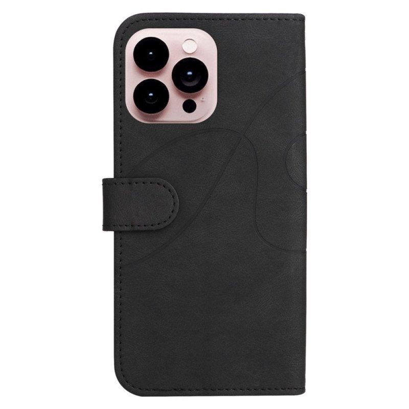 Etui Folio do iPhone 14 Pro Max z Łańcuch Dwukolorowy Pasek