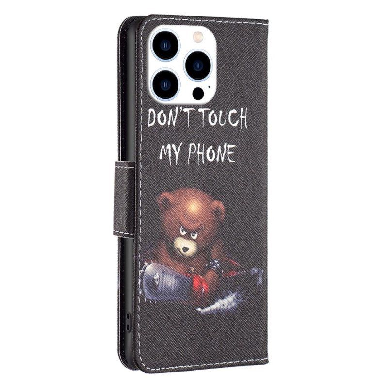 Etui Folio do iPhone 14 Pro Niebezpieczny Niedźwiedź