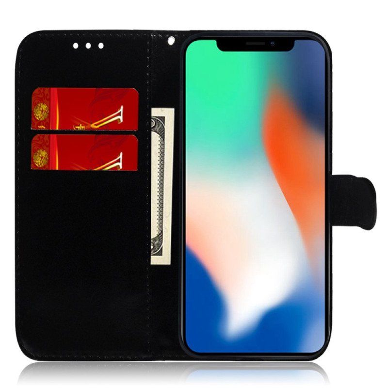 Etui Folio do iPhone 14 Pro Osłona Lusterka Ze Sztucznej Skóry