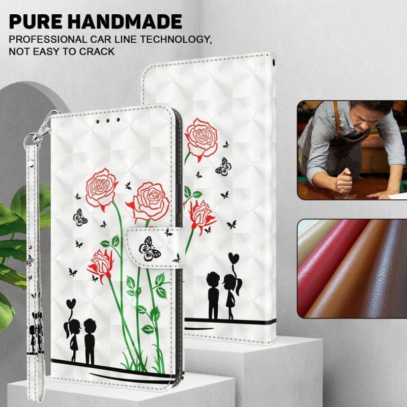 Etui Folio do iPhone 14 Pro z Łańcuch Smycz Love Dandelions