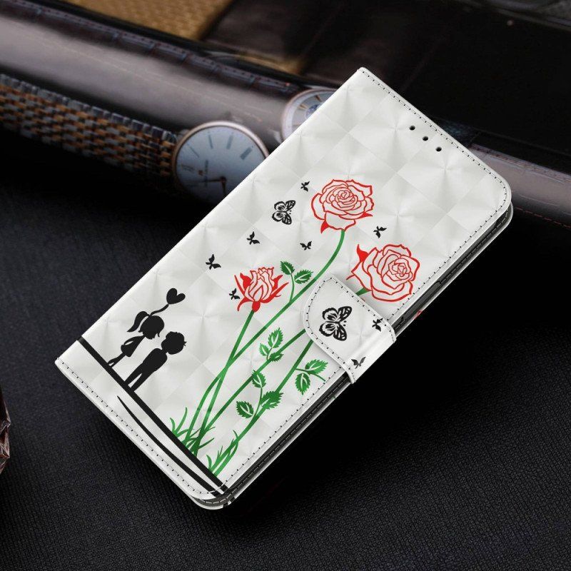 Etui Folio do iPhone 14 Pro z Łańcuch Smycz Love Dandelions