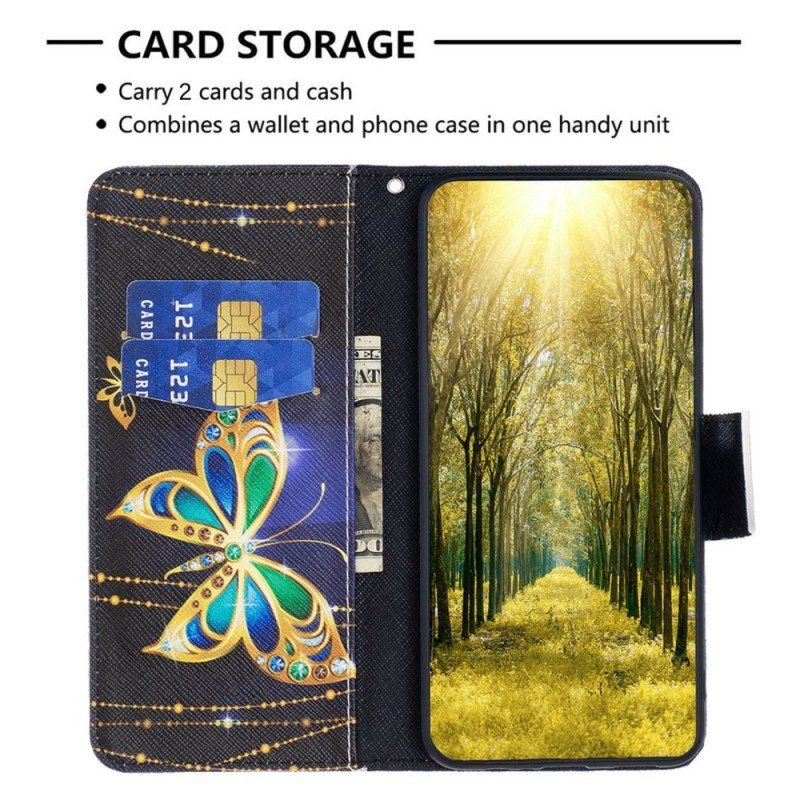 Etui Folio do iPhone 14 Pro Złoty Motyl